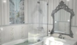Country chic tiles in the bathroom interior