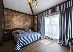 Color combination in the interior of a marine bedroom