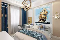 Color combination in the interior of a marine bedroom