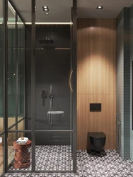 Bathtub with shower design in gray tones