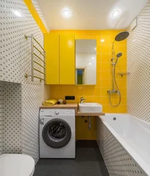 Bathroom design in Khrushchev with washing machine