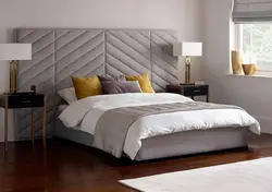Тарҳи хоб бо як кат хокистарӣ бо headboard нарм