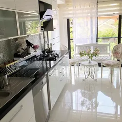 Kitchen design with marble floors