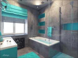 What color goes with turquoise in the bathroom interior