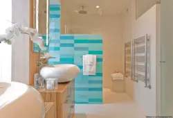 What color goes with turquoise in the bathroom interior