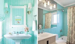 What color goes with turquoise in the bathroom interior