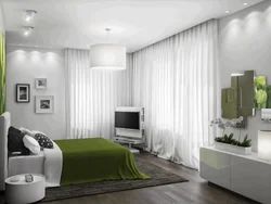 White bedroom living room design