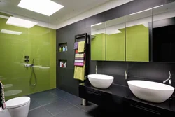 Bathroom design black green white