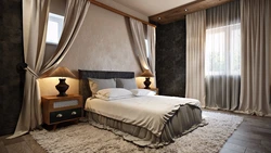 Curtain design for bedroom with brown furniture
