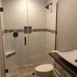 Bathroom design with a tray in Khrushchev photo