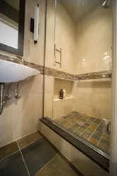 Bathroom design with a tray in Khrushchev photo