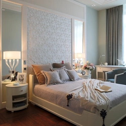 Design of the bedside area in the bedroom photo