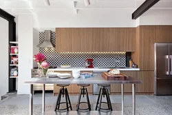 Apron for the kitchen in a loft interior