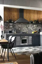 Фартук для кухни в интерьере лофт