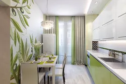 One wall of a different color in the kitchen interior