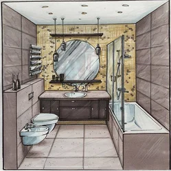 Painted bathroom interior
