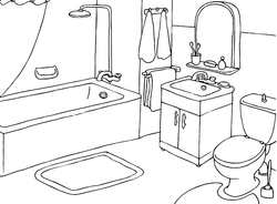 Painted bathroom interior