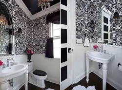 Wallpaper in the bath photo like tiles