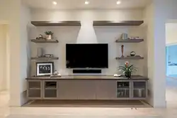 Interior design of shelves in the living room