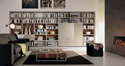 Interior design of shelves in the living room