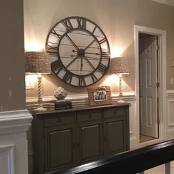 Wall clock in the hallway in the interior