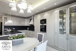 Kitchen design in neoclassical style in light colors