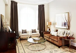 Sofa and curtains in the living room interior