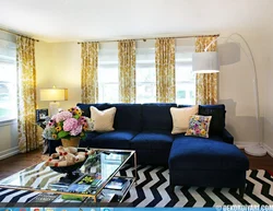 Sofa And Curtains In The Living Room Interior