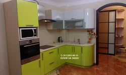 Photo of a small kitchen with one corner cabinet