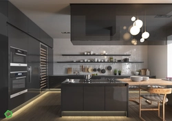 Black and brown kitchen design