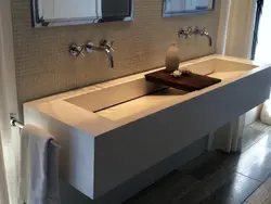 Countertop дар ҳаммом зери танӯраи дод сафолї stoneware акс
