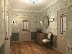 Пәтер фотосуретіндегі дәлізде гүлдермен тұсқағаз