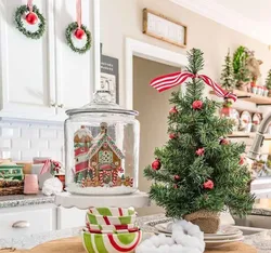 Photo of a kitchen decorated for the New Year