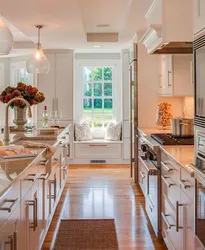 Kitchen interior in a house with a small window