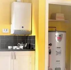 Kitchen Interior With Gas Boiler On The Floor