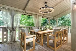 Interior of a closed summer kitchen in the country
