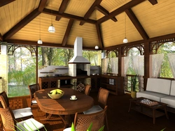Interior Of A Closed Summer Kitchen In The Country