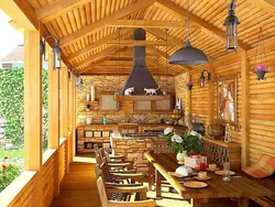 Interior of a closed summer kitchen in the country