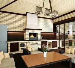 Interior of a summer kitchen in a closed country house
