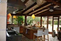 Interior of a summer kitchen in a closed country house