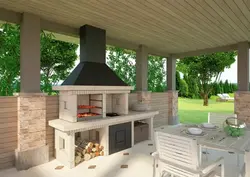 Interior of a summer kitchen in a closed country house