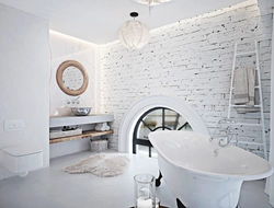 Bathroom with bricks photo