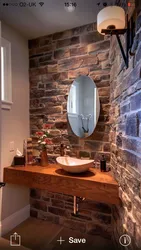 Bathroom with bricks photo