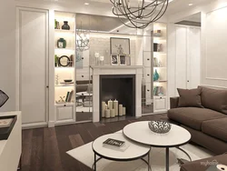 Living room with door to kitchen design