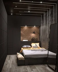 Bedroom interior in light dark colors