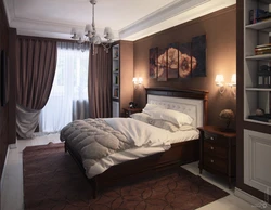 Bedroom interior in light dark colors