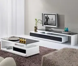 Bedside tables in the living room for TV in a modern style photo