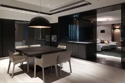 Kitchen living room in black tones photo