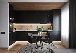 Kitchen living room in black tones photo