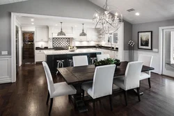 Kitchen living room in black tones photo